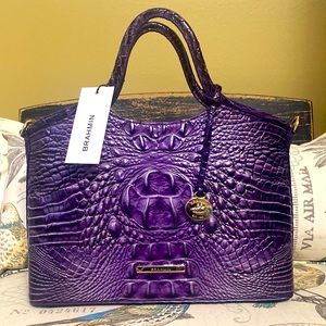 NWT Brahmin Small Elaine Satchel in Ultraviolet Ombre Melbourne—Stunning!